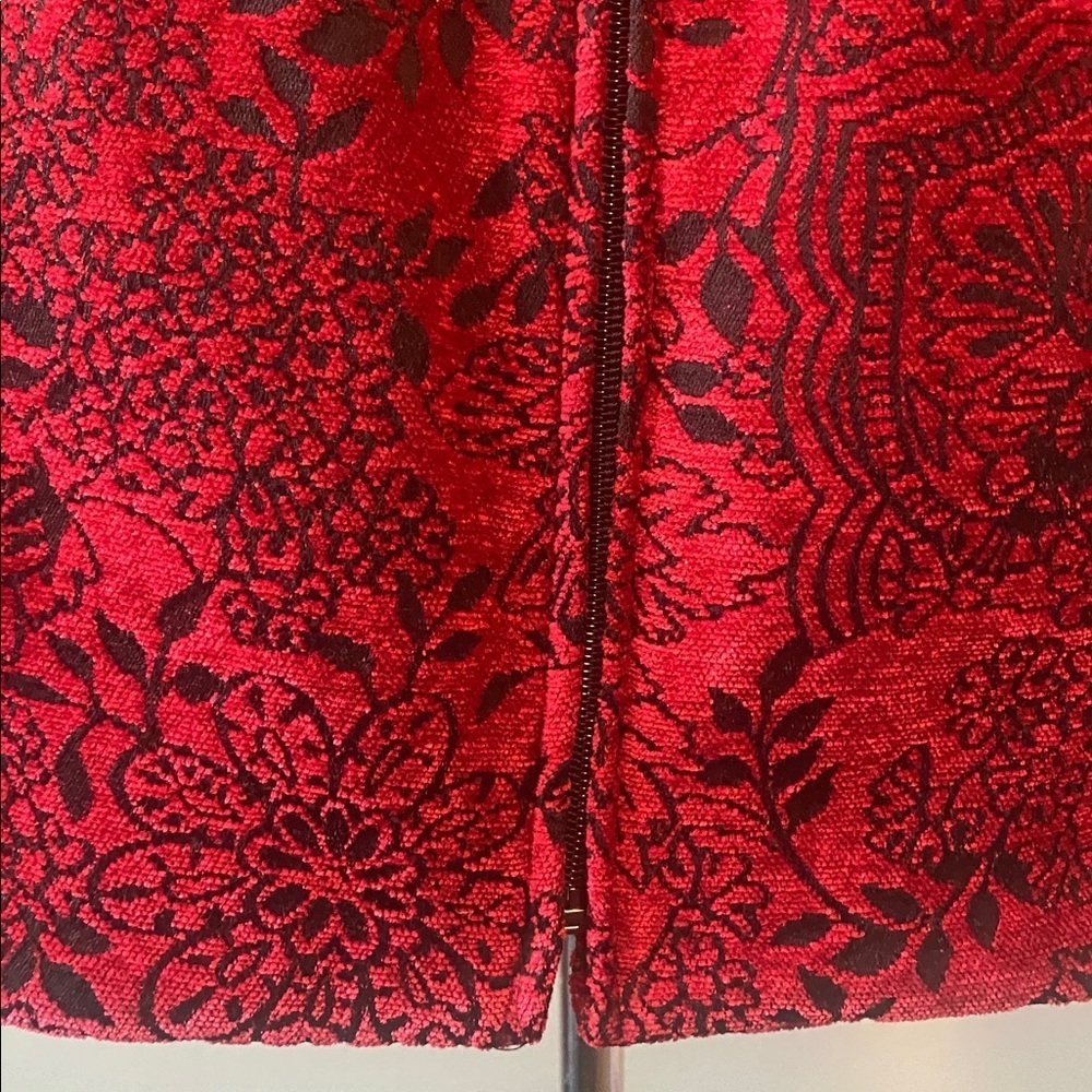 CJ Banks Women’s Deep Red & Black Tapestry Jacket Sz 1X - Picture 5 of 12